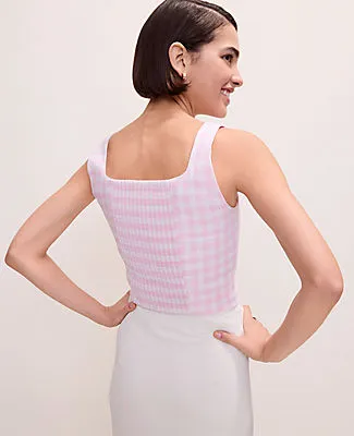 Ann Taylor Gingham Linen Blend Tank Top sold by Ann Taylor product image thumbnail 2