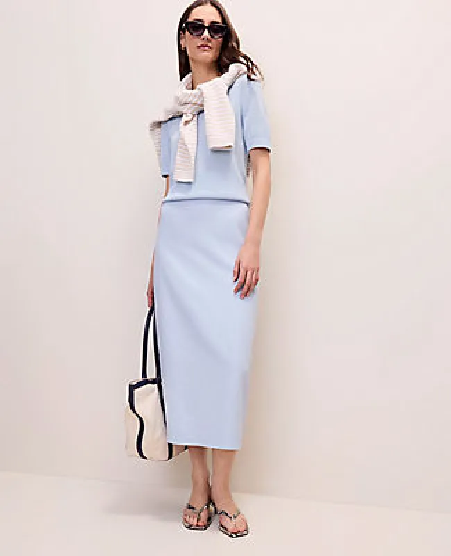 Ann Taylor The Clean Midi Skirt in Linen Blend made by Ann Taylor