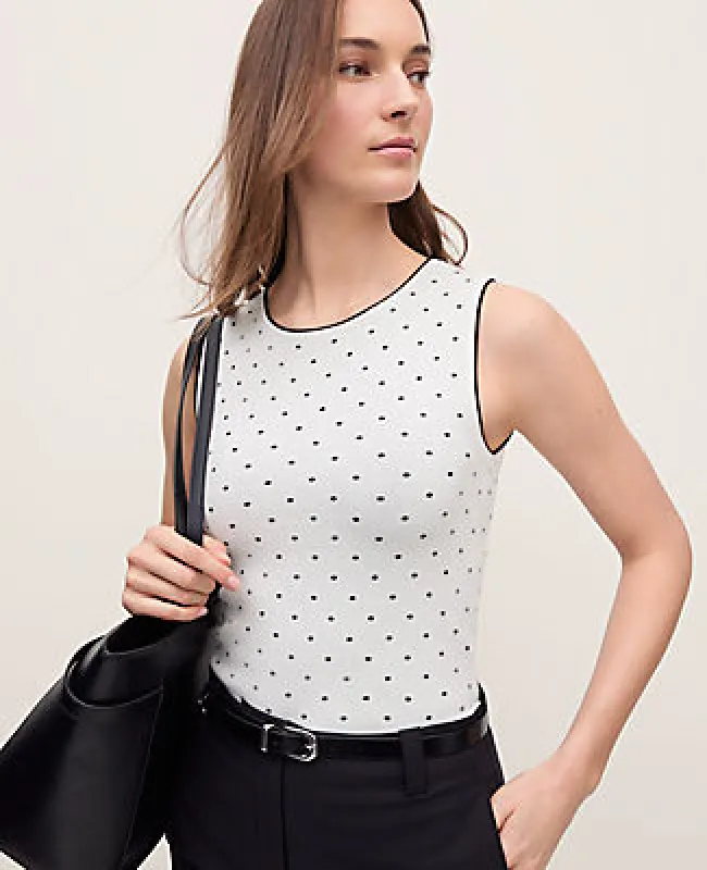 Ann Taylor Petite Polka Dot Knit Shell Top made by Ann Taylor