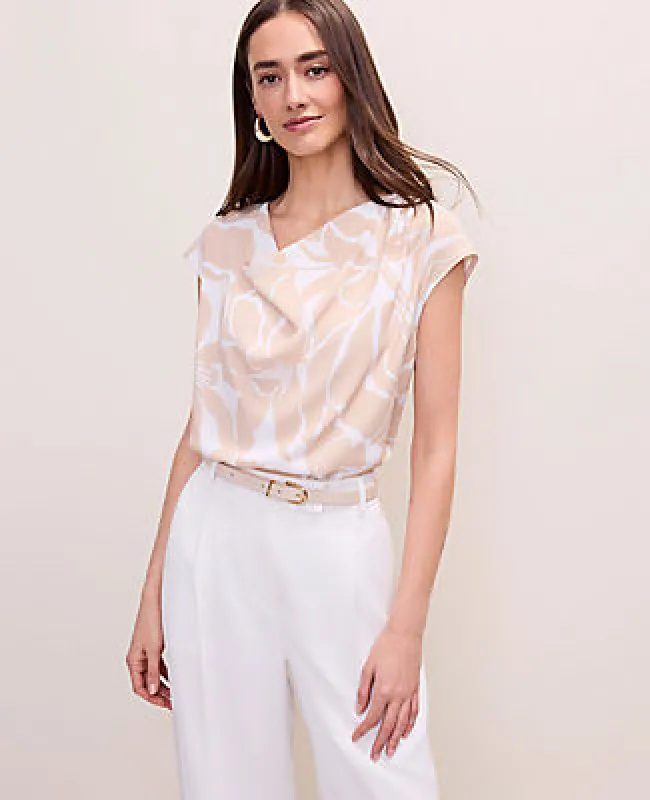 Ann Taylor Floral Mixed Media Cowl Neck Top made by Ann Taylor