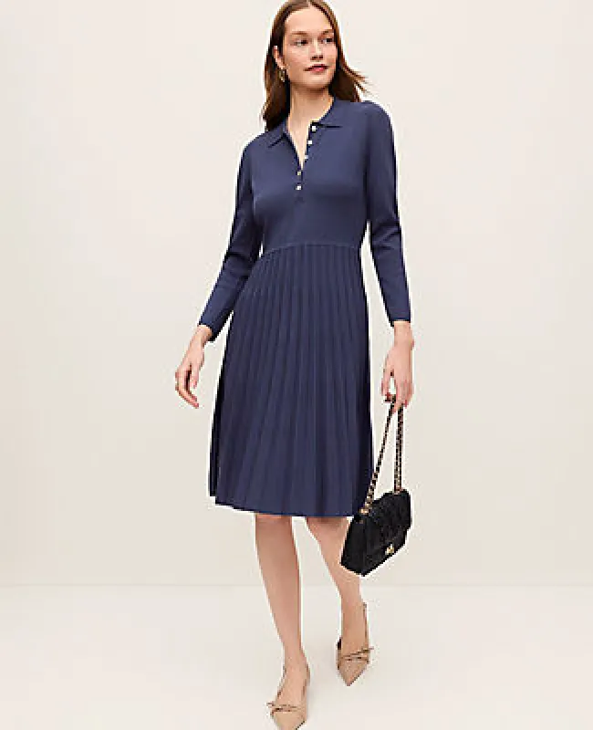 Ann Taylor Pleated Polo Midi Dress made by Ann Taylor