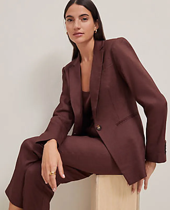 Ann Taylor The Notched One Button Blazer in Linen Blend made by Ann Taylor