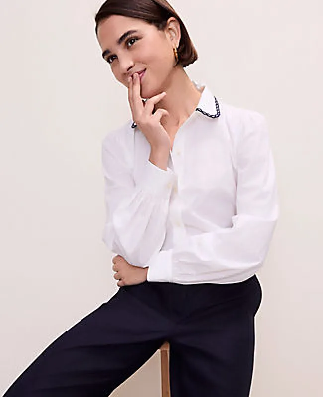 Ann Taylor Scalloped Trim Shirt made by Ann Taylor