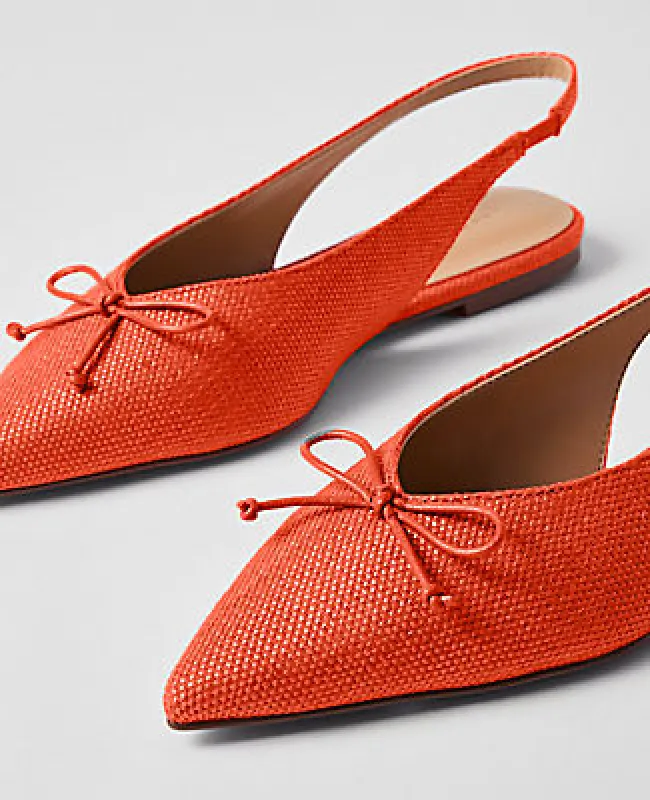 Ann Taylor Straw Bow Slingback Flat made by Ann Taylor