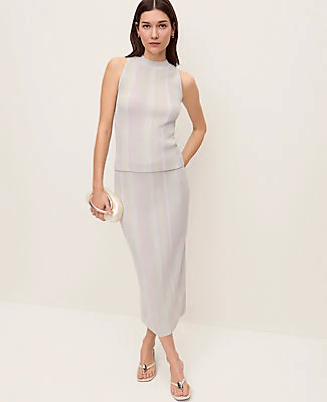 Ann Taylor Petite Striped Metallic Midi Skirt made by Ann Taylor