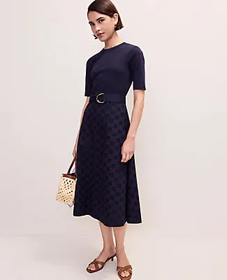 Ann Taylor Belted Eyelet Flare Midi Dress sold by Ann Taylor product image thumbnail 3