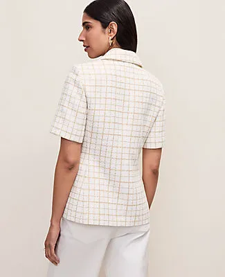 Ann Taylor The Short Sleeve Cutaway Jacket in Metallic Tweed sold by Ann Taylor product image thumbnail 2