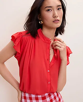 Ann Taylor Petite Flutter Sleeve Button Down Blouse sold by Ann Taylor