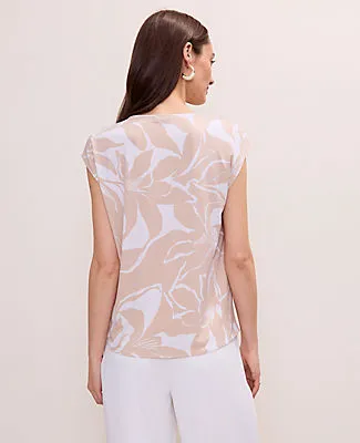 Ann Taylor Petite Floral Mixed Media Cowl Neck Top sold by Ann Taylor product image thumbnail 2