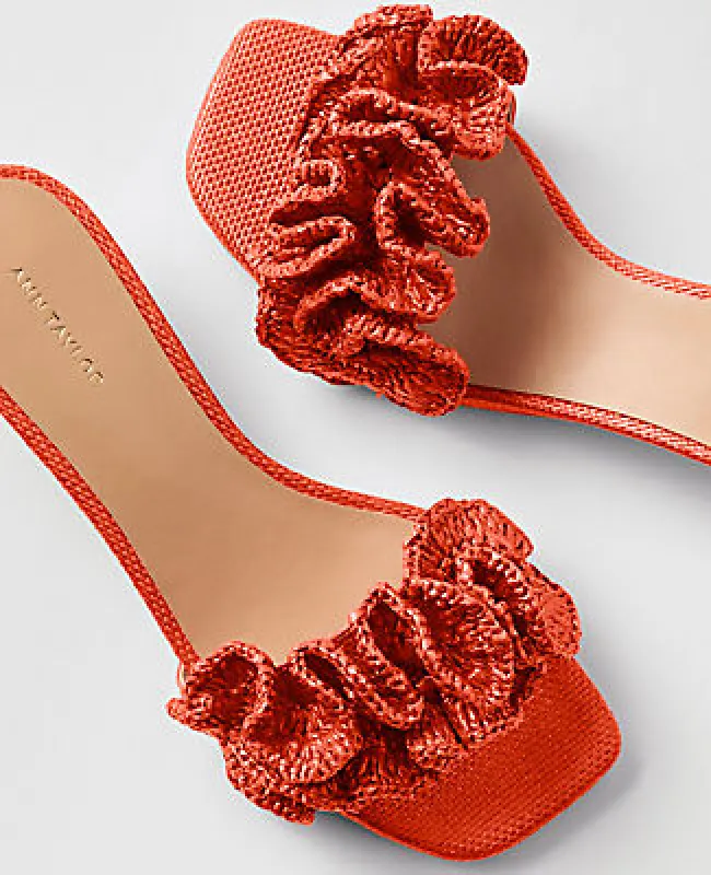 Ann Taylor Gathered Straw Kitten Heel Sandal made by Ann Taylor