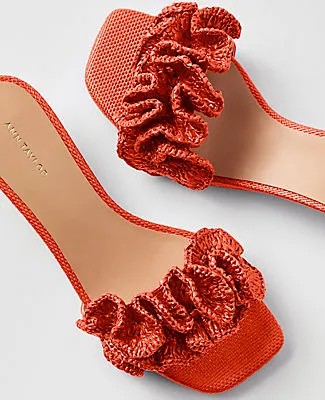 Ann Taylor Gathered Straw Kitten Heel Sandal sold by Ann Taylor