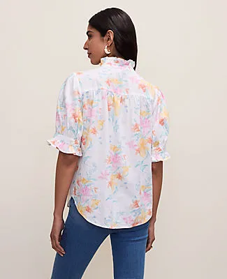 Ann Taylor Floral Linen Blend Ruffle Blouse sold by Ann Taylor product image thumbnail 2