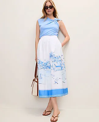 Ann Taylor Petite Weekend Printed Full Midi Skirt sold by Ann Taylor