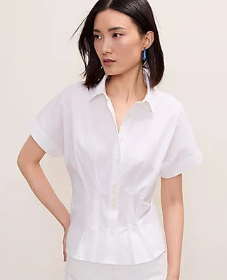 Ann Taylor Petite Pleated Collared Blouse sold by Ann Taylor