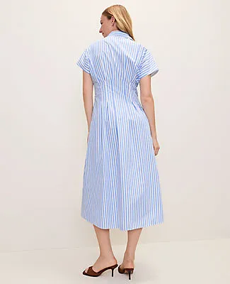 Ann Taylor Petite Weekend Striped Pleated Midi Shirtdress sold by Ann Taylor product image thumbnail 2