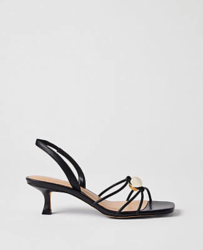 Ann Taylor Leather Embellished Kitten Heel Sandal made by Ann Taylor