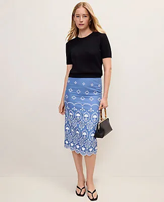 Ann Taylor Petite Embroidered Midi Pencil Skirt sold by Ann Taylor product image thumbnail 4