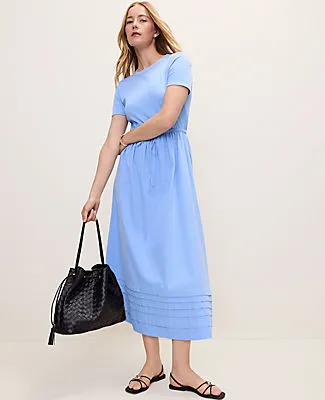 Ann Taylor Petite Weekend Mixed Media Crew Neck Midi Dress sold by Ann Taylor