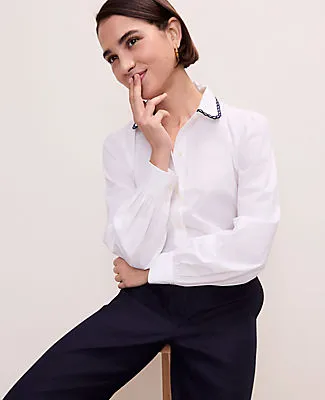 Ann Taylor Scalloped Trim Shirt sold by Ann Taylor