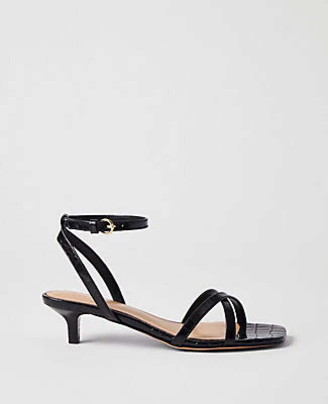 Ann Taylor Croco Crossover Heel Sandal made by Ann Taylor