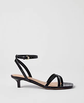 Ann Taylor Croco Crossover Heel Sandal sold by Ann Taylor