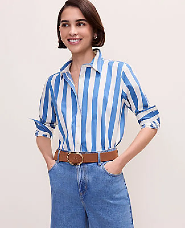 Ann Taylor Striped Relaxed Perfect Shirt made by Ann Taylor