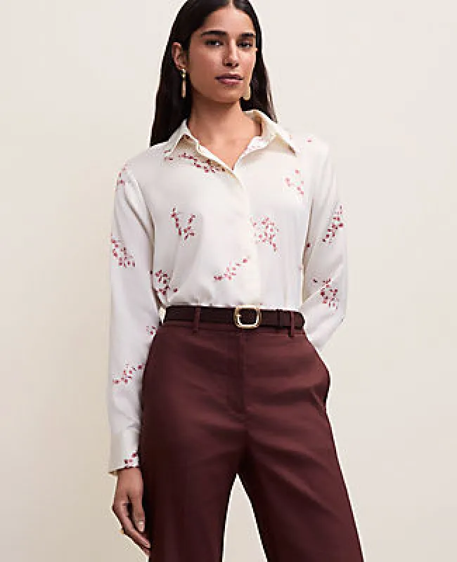 Ann Taylor Petite Floral Satin Essential Shirt made by Ann Taylor