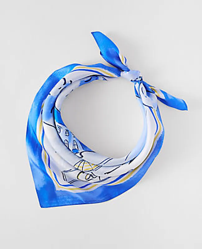Ann Taylor Weekend Coastal Print Silk Scarf made by Ann Taylor