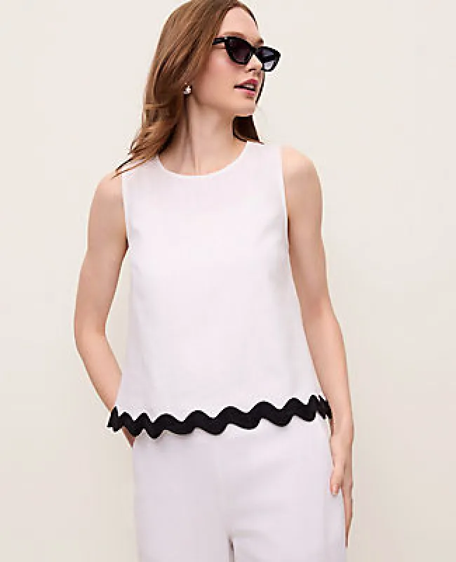 Ann Taylor Ric Rac Linen Blend Tank Top made by Ann Taylor