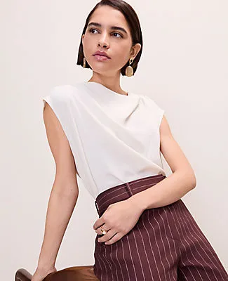 Ann Taylor Mixed Media Cowl Neck Top sold by Ann Taylor