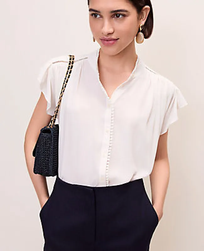 Ann Taylor Flutter Sleeve Button Down Blouse made by Ann Taylor