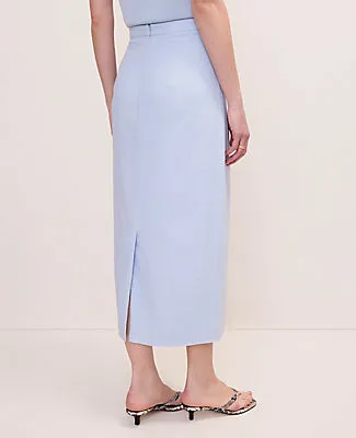 Ann Taylor The Petite Clean Midi Skirt in Linen Blend sold by Ann Taylor product image thumbnail 3