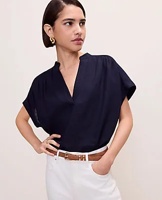 Ann Taylor Linen Blend Split Neck Blouse sold by Ann Taylor