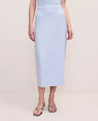 Ann Taylor The Clean Midi Skirt in Linen Blend sold by Ann Taylor product image thumbnail 2
