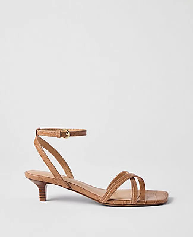 Ann Taylor Croco Crossover Heel Sandal made by Ann Taylor