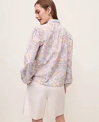 Ann Taylor Tile Print Embroidered Lace Blouse sold by Ann Taylor product image thumbnail 2