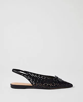 Ann Taylor Perforated Leather Bow Slingback Flat sold by Ann Taylor