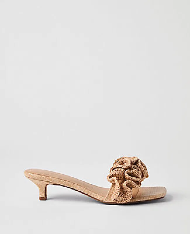 Ann Taylor Gathered Straw Kitten Heel Sandal made by Ann Taylor