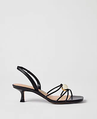 Ann Taylor Leather Embellished Kitten Heel Sandal sold by Ann Taylor