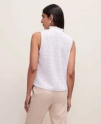 Ann Taylor Ruffle Collar Lace Sleeveless Shirt sold by Ann Taylor product image thumbnail 2