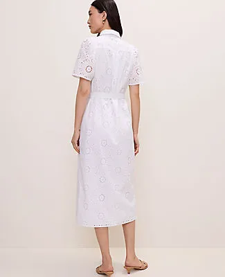 Ann Taylor Eyelet Collared Midi Shirtdress sold by Ann Taylor product image thumbnail 2