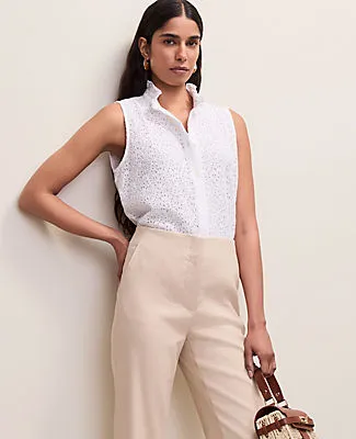 Ann Taylor Ruffle Collar Lace Sleeveless Shirt sold by Ann Taylor