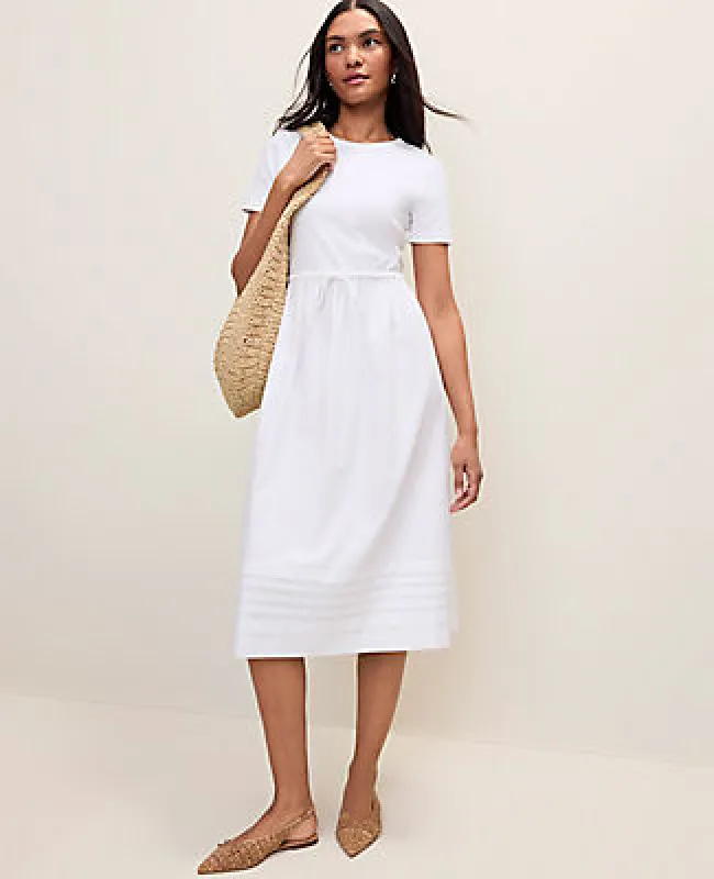 Ann Taylor Weekend Mixed Media Crew Neck Midi Dress made by Ann Taylor