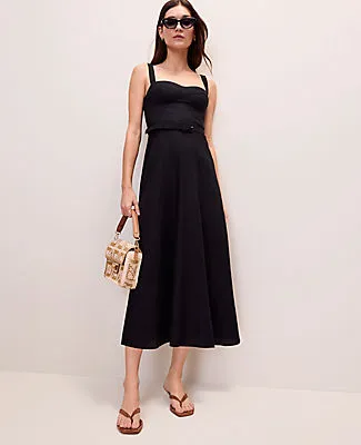 Ann Taylor Belted Linen Blend Midi Dress sold by Ann Taylor