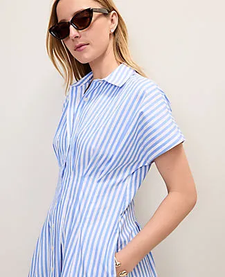 Ann Taylor Petite Weekend Striped Pleated Midi Shirtdress sold by Ann Taylor product image thumbnail 3
