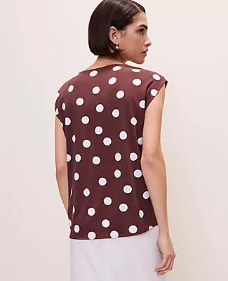 Ann Taylor Polka Dot Mixed Media Cowl Neck Top sold by Ann Taylor product image thumbnail 2