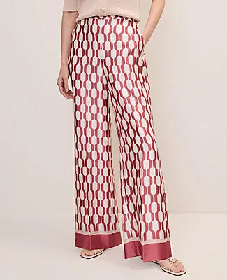 Ann Taylor The Petite Wide-Leg Pant in Satin Geo Print sold by Ann Taylor product image thumbnail 2