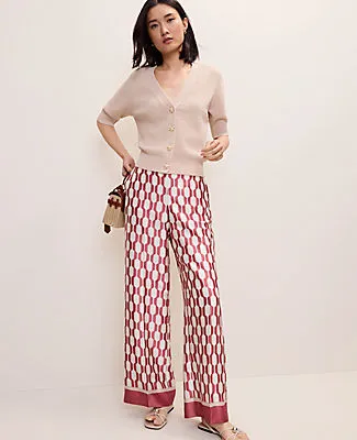 Ann Taylor The Petite Wide-Leg Pant in Satin Geo Print sold by Ann Taylor product image thumbnail 4