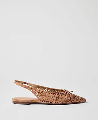 Ann Taylor Perforated Cork Bow Slingback Flat sold by Ann Taylor