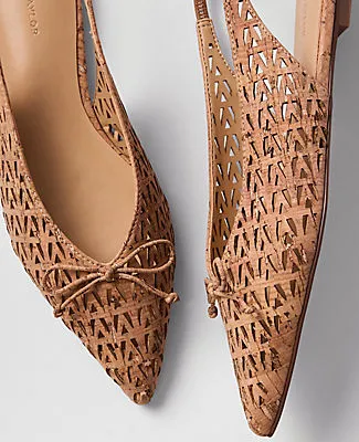 Ann Taylor Perforated Cork Bow Slingback Flat sold by Ann Taylor product image thumbnail 2